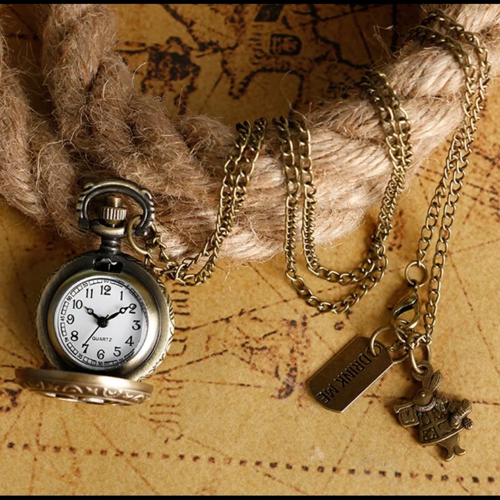 Vintage Alice in Wonderland Pocket Watch Necklace - Picture 12 of 14